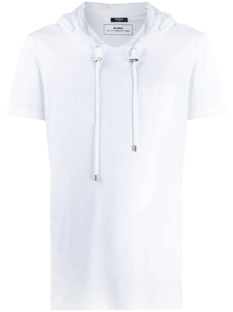 Balmain T-shirt Mit Kapuze In White