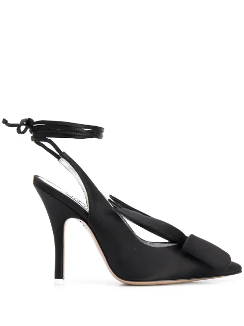 The Attico ankle-wrap satin pumps
