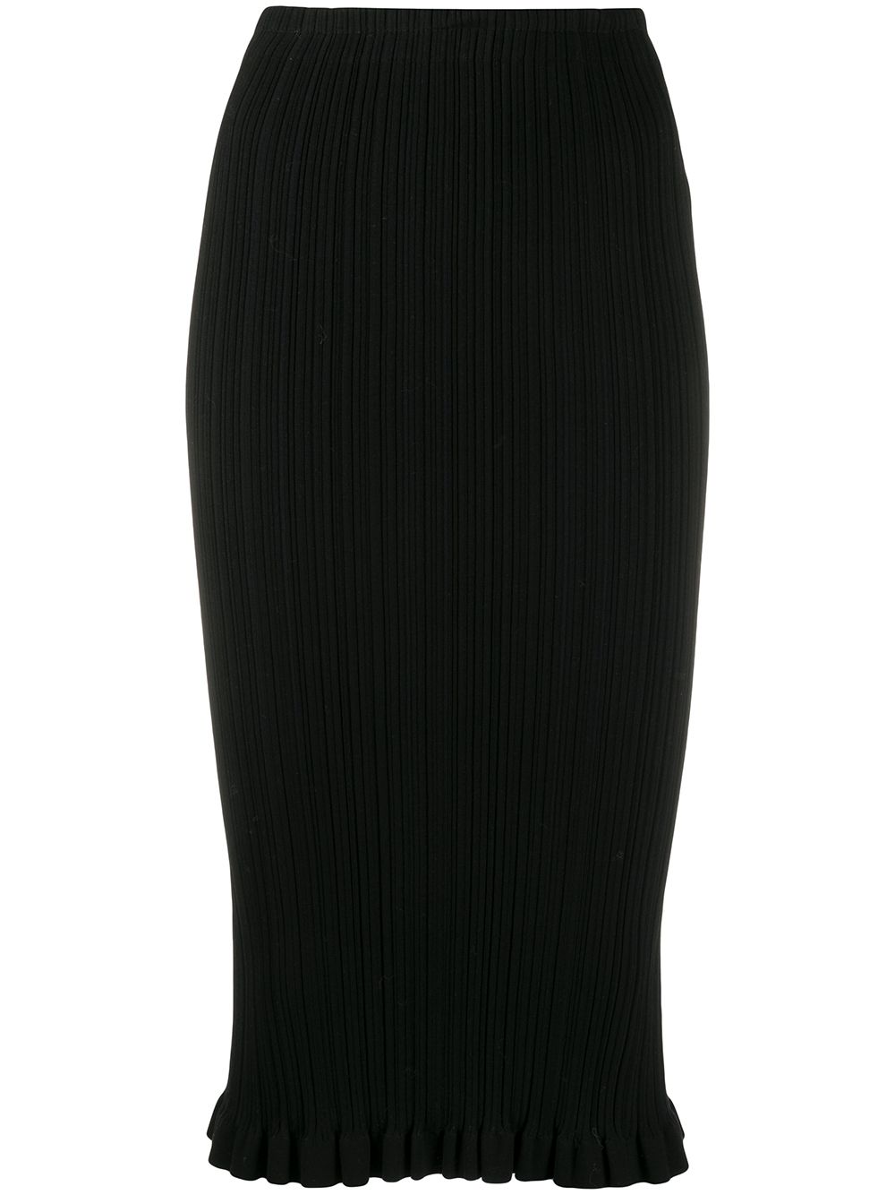 Shop Acne Studios Ribbed Knit Midi Skirt In Black