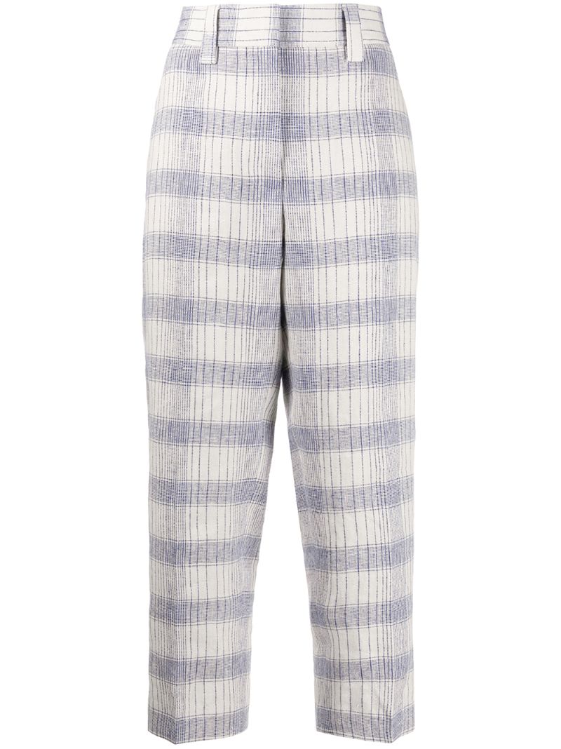 Acne Studios Grid Pattern Cropped Trousers In Blue