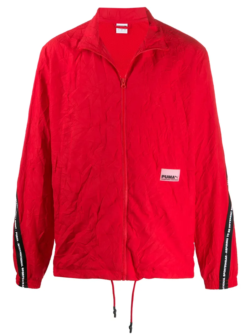 Puma Logo-tape Crinkle Jacket In Red
