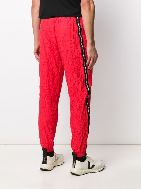 champion corp logo crinkle black track pants