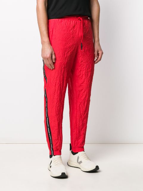 champion corp logo crinkle black track pants