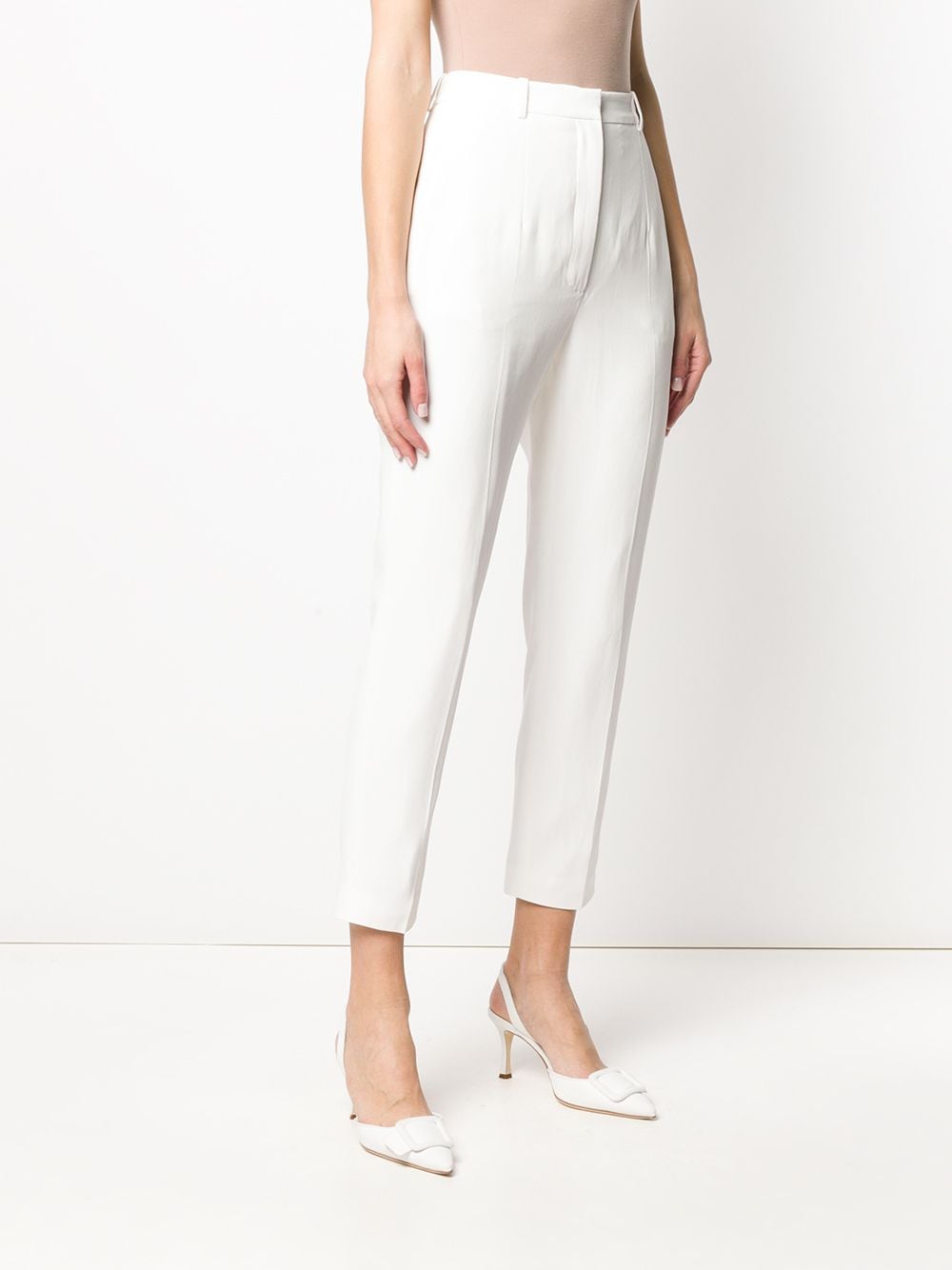 Shop Alexander Mcqueen High-waist Tailored Trousers In White