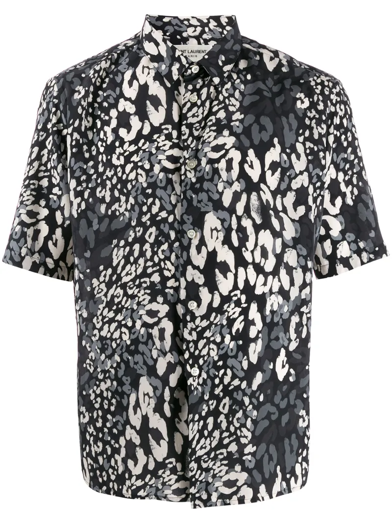 SAINT LAURENT LEOPARD PRINT SHORT-SLEEVED SHIRT