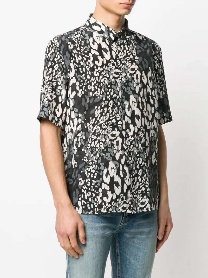 SAINT LAURENT LEOPARD PRINT SHORT-SLEEVED SHIRT