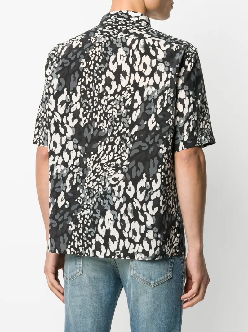 SAINT LAURENT LEOPARD PRINT SHORT-SLEEVED SHIRT