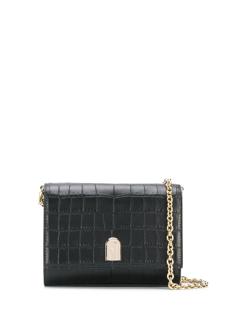 Furla Mini 1927 Croc-effect Crossbody Bag In Black | ModeSens