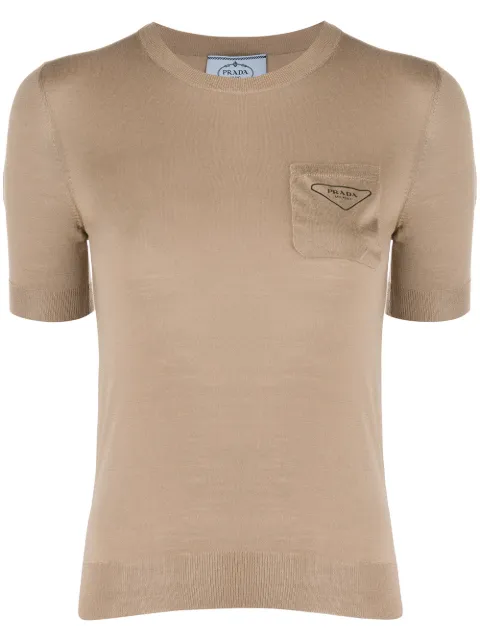 Prada chest pocket crew neck top