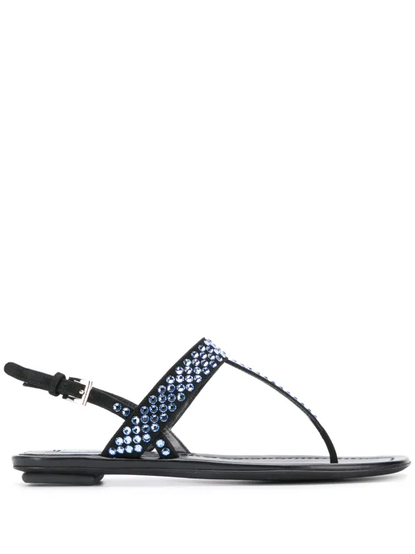 crystal embellished flat sandals
