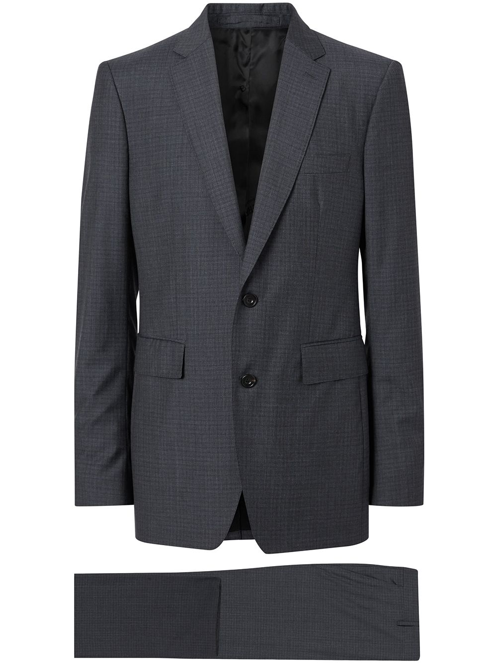 Shop Burberry Check Three-piece Suit In Blue