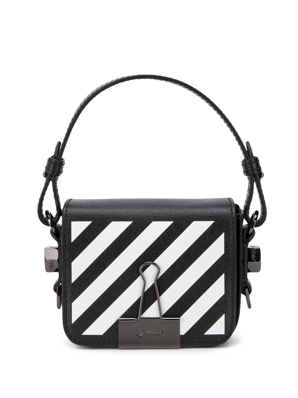 Off White Binder Clip Flap Bag Leather Small Black 2322902