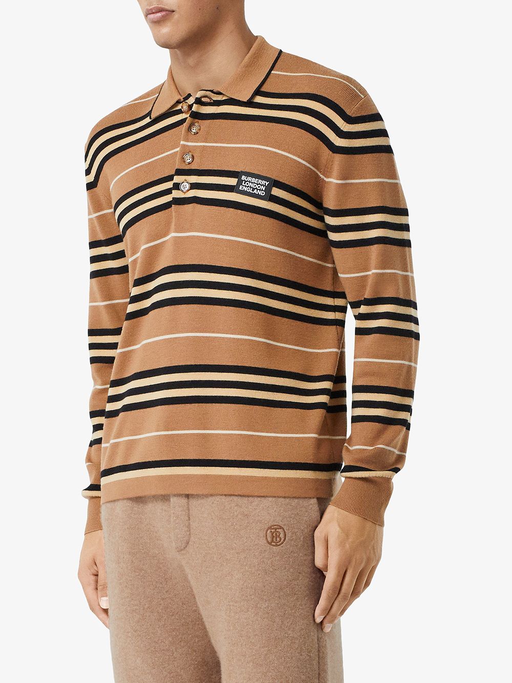 фото Burberry трикотажная рубашка-поло в полоску icon stripe