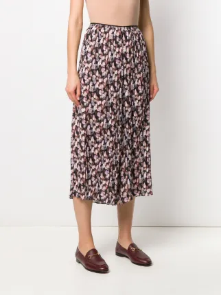 pleated floral midi skirt展示图