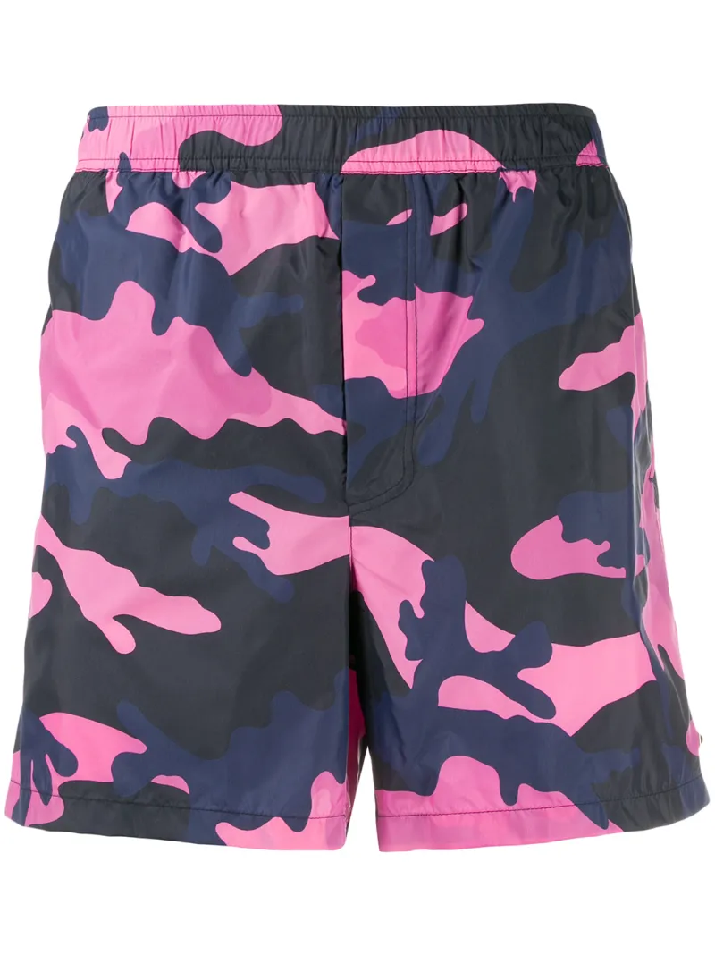 Valentino – camouflage print swim shorts – men – Polyamide – 46, 48, 50, 52, 44, 54 – Blue