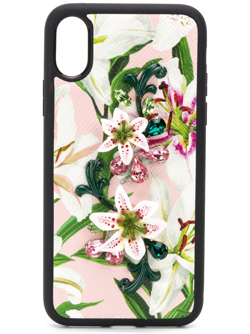 Dolce & Gabbana Floral Iphone Case In Neutrals