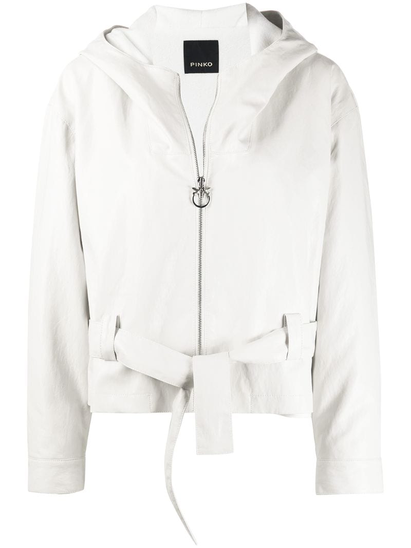 Pinko Belted Hooded Jacket In White