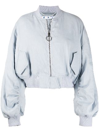 off white cropped bomber jacket