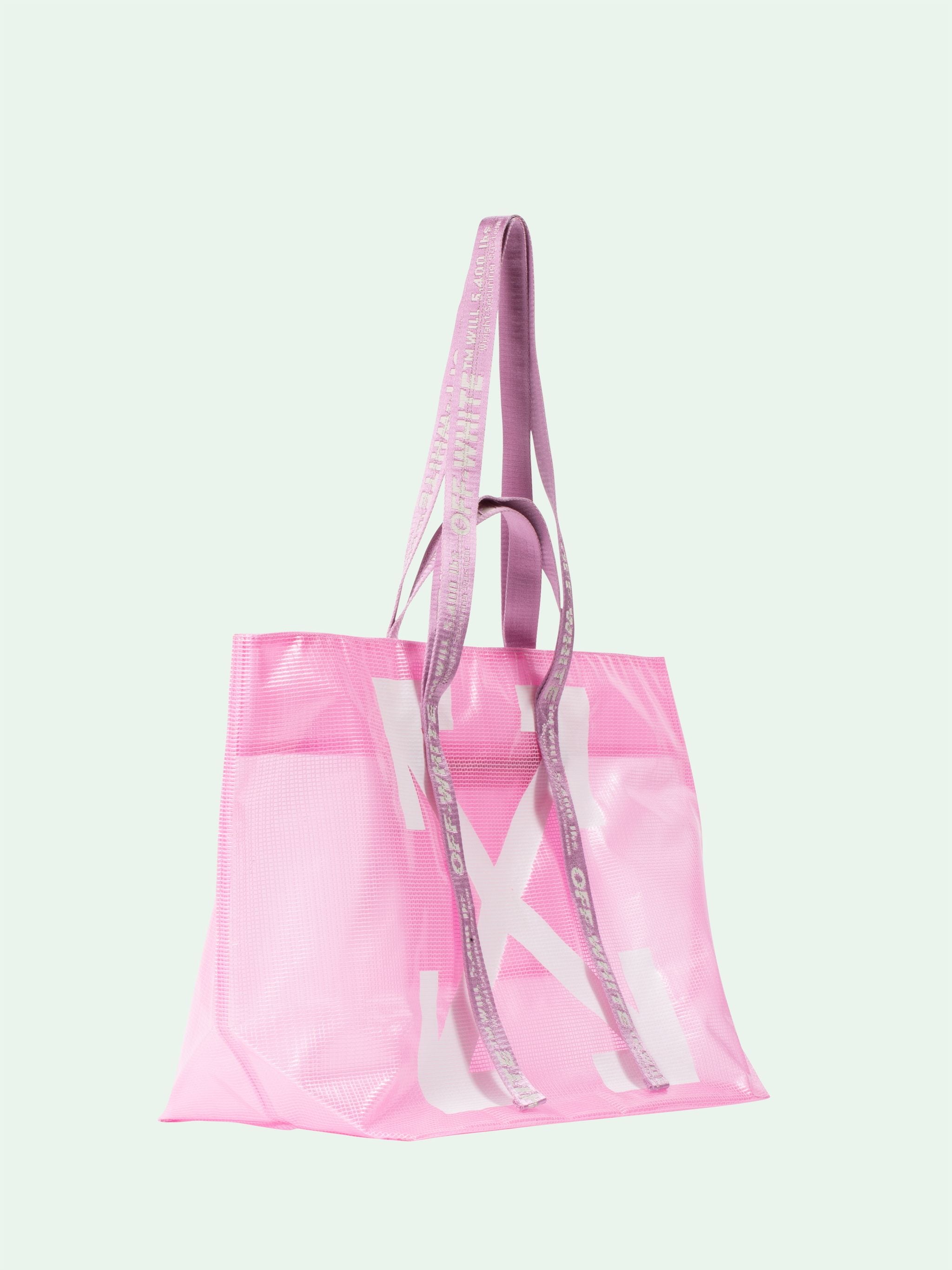 off white pink tote bag