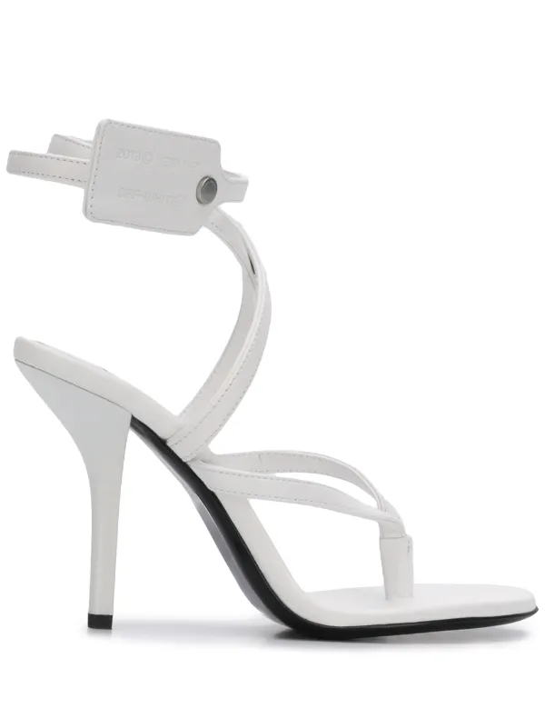 off white zip tie high heel sandals