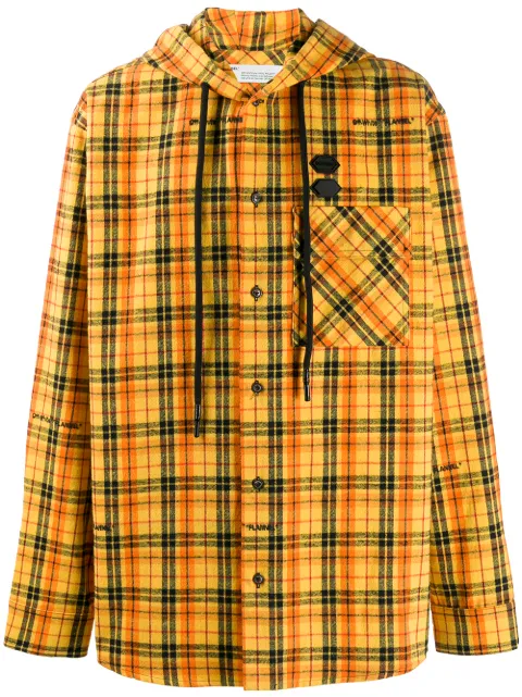 off white plaid hooded jacket