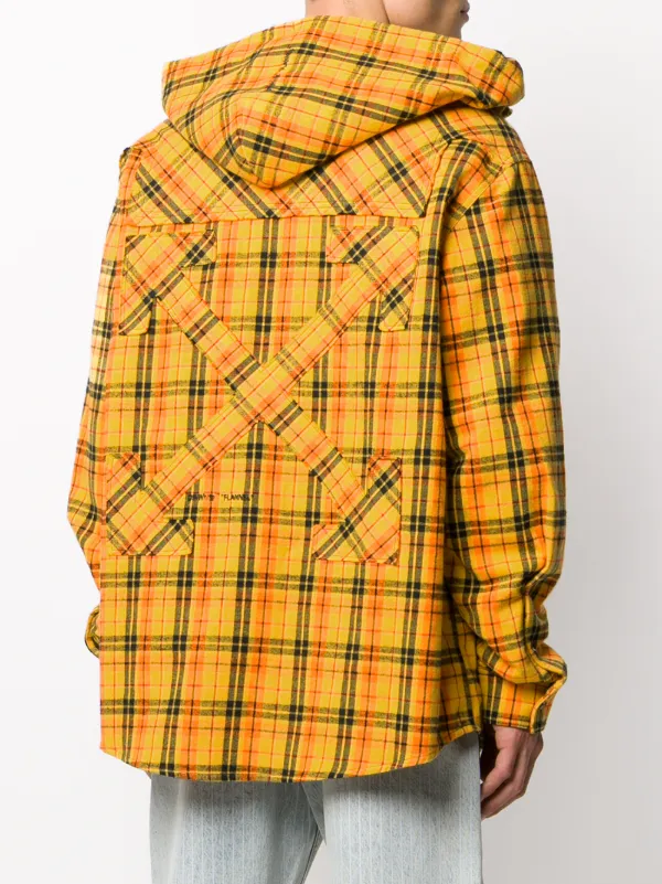 off white plaid hooded jacket