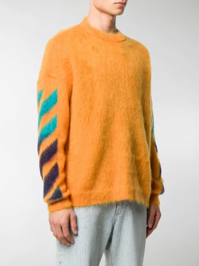logo detail textured jumper orange 