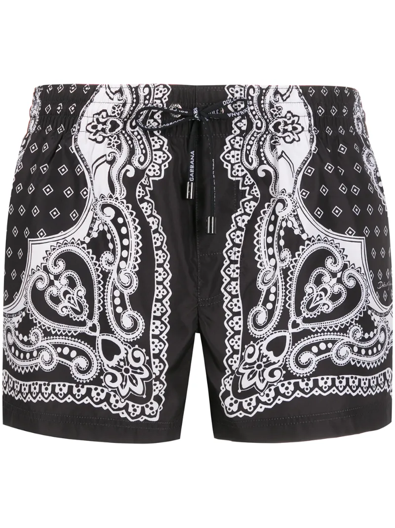 Dolce & Gabbana – Bandana print swimming shorts – men – Polyester – 3, 4 – Black