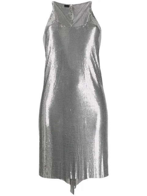 Rabanne vestido metalizado de malla