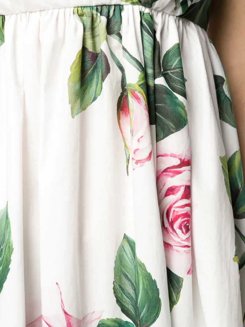 DOLCE & GABBANA TROPICAL ROSE PRINT MAXI DRESS
