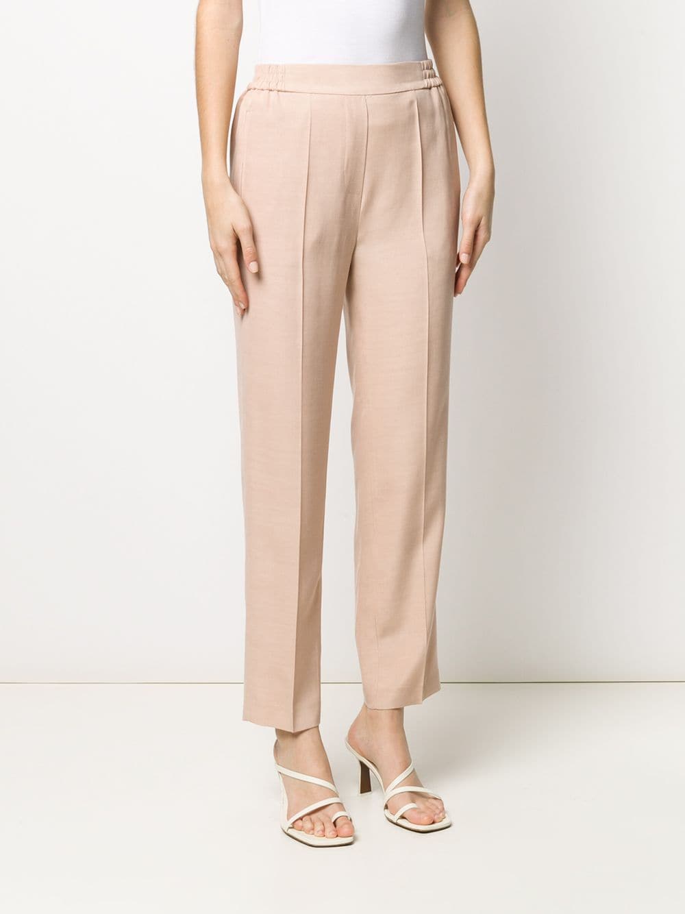Shop Etro Elasticated Straight Leg Trousers In Neutrals