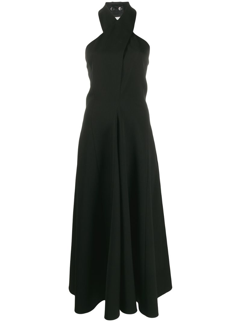 Jil Sander Long Halterneck Dress In Black