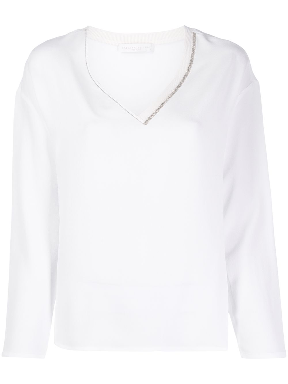 Shop Fabiana Filippi Bead-embellished Crepe Top In White