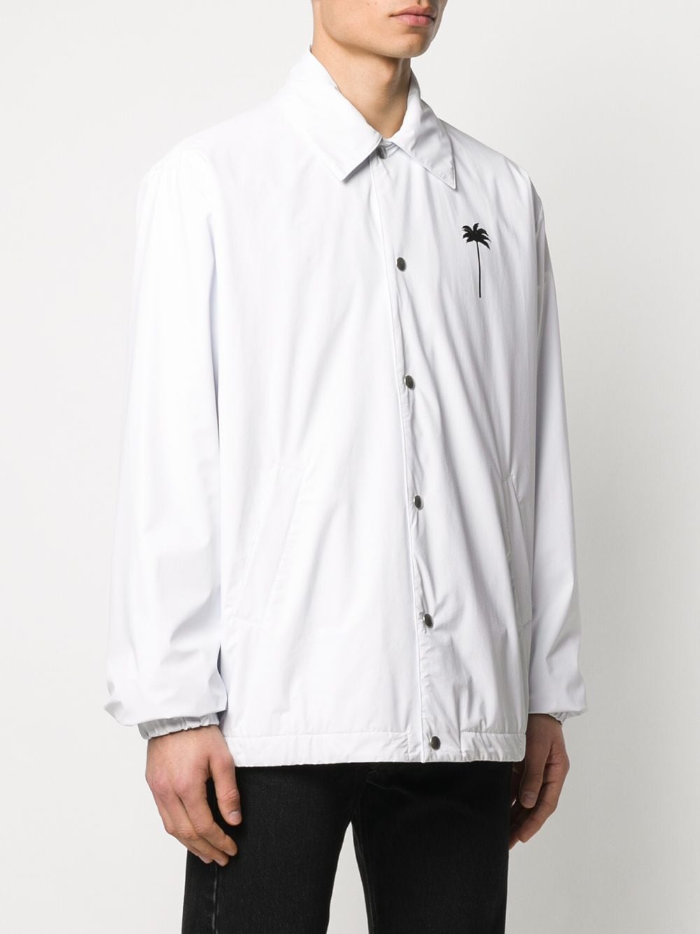 Shop Palm Angels Palm Print Shirt Jacket In White