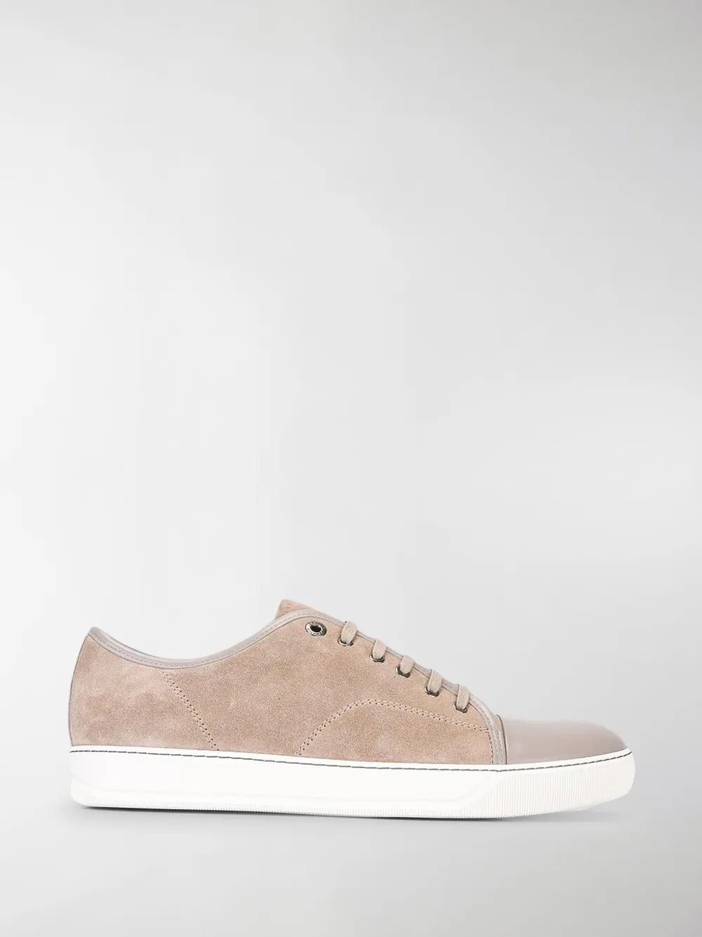 Lanvin Captoe Sneakers In Beige Suede And Leather In 07