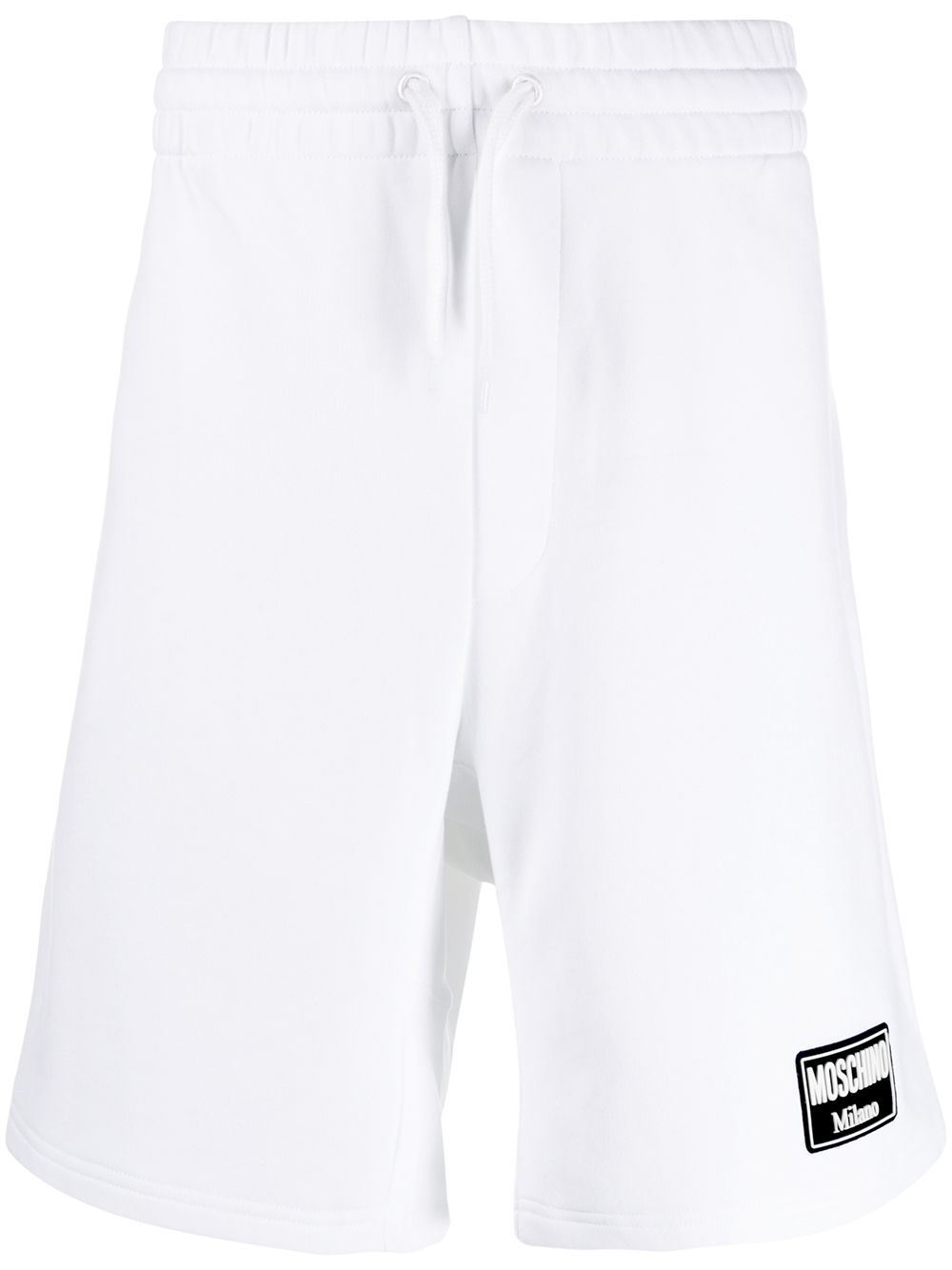 Shop Moschino Logo Track Shorts In White