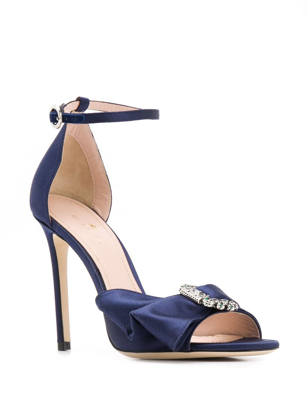 Etro 105mm Brooch Bow Sandals In Blue