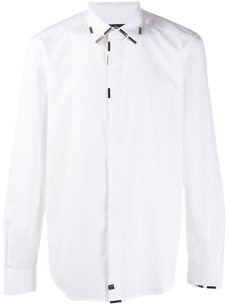 Diesel Metallic Embellished Formal Shirt In White