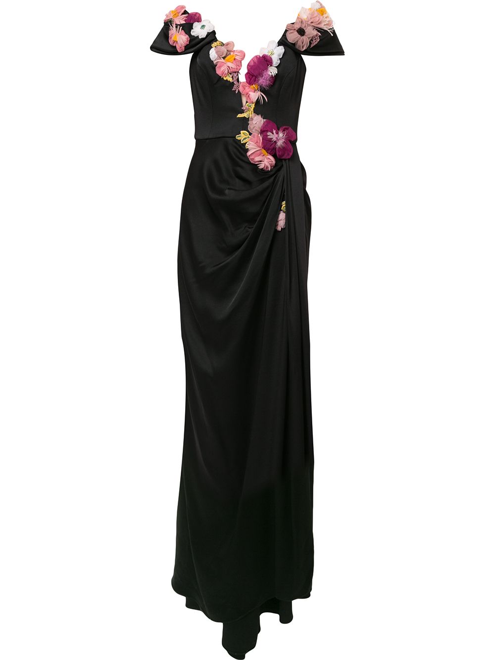 фото Marchesa floral appliqué satin evening gown