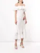 Marchesa lace embroidered off the shoulder dress