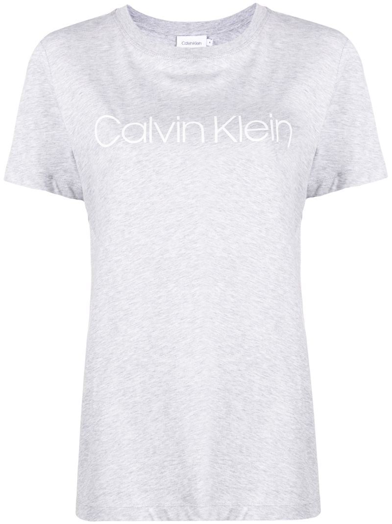 Calvin Klein Logo Print Cotton T-shirt In Grey