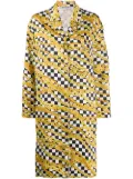 Balenciaga chain-print checkerboard coat - Black