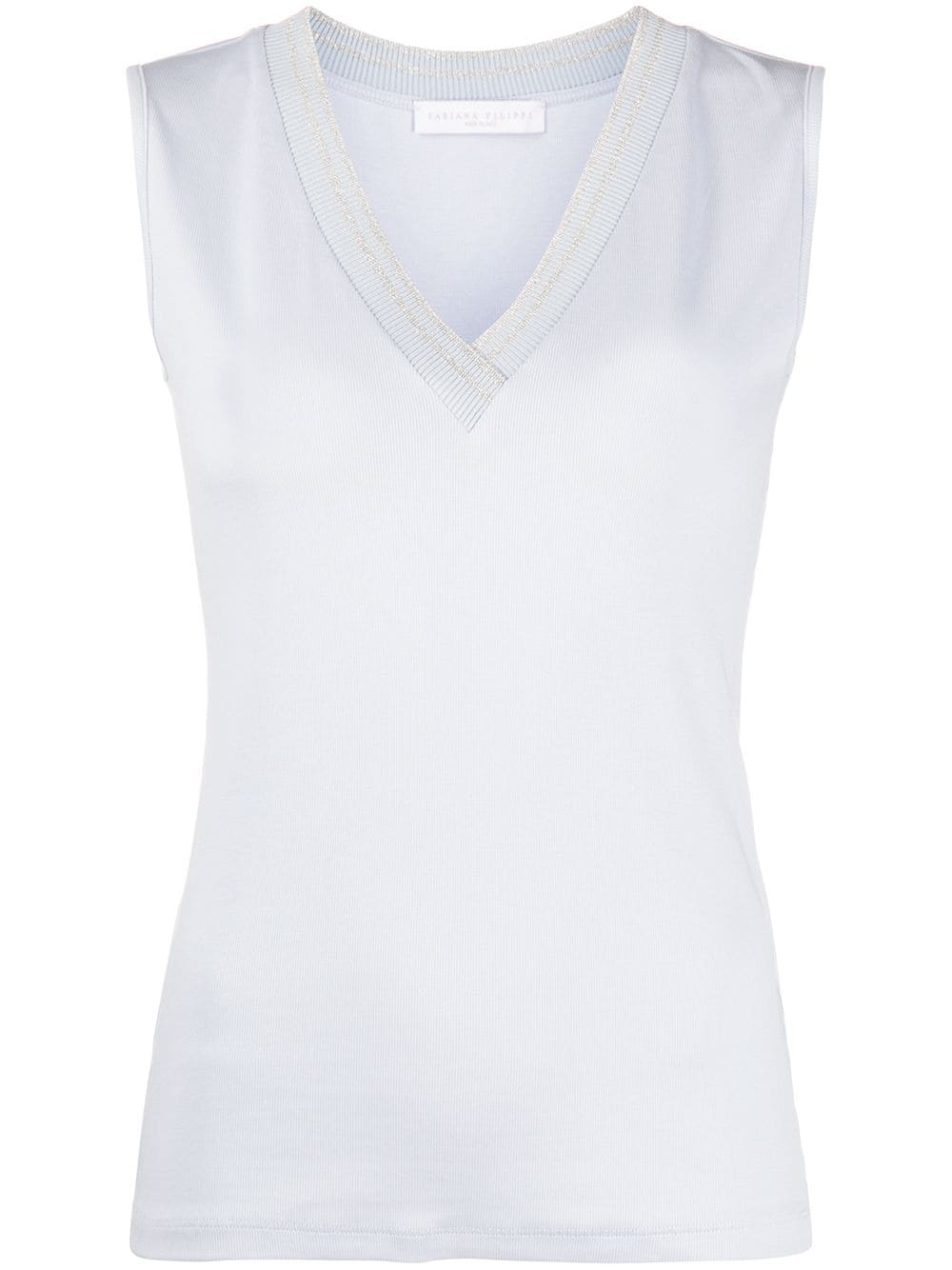 Fabiana Filippi Sleeveless V-neck Top In Blue