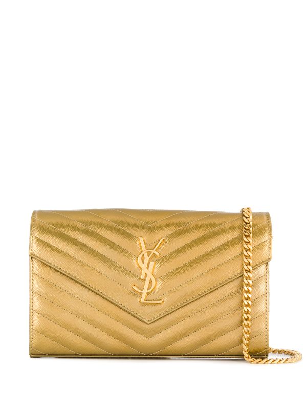 ysl wallet on chain gold