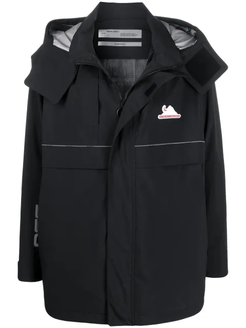 Off-White Equipment logo hooded raincoat