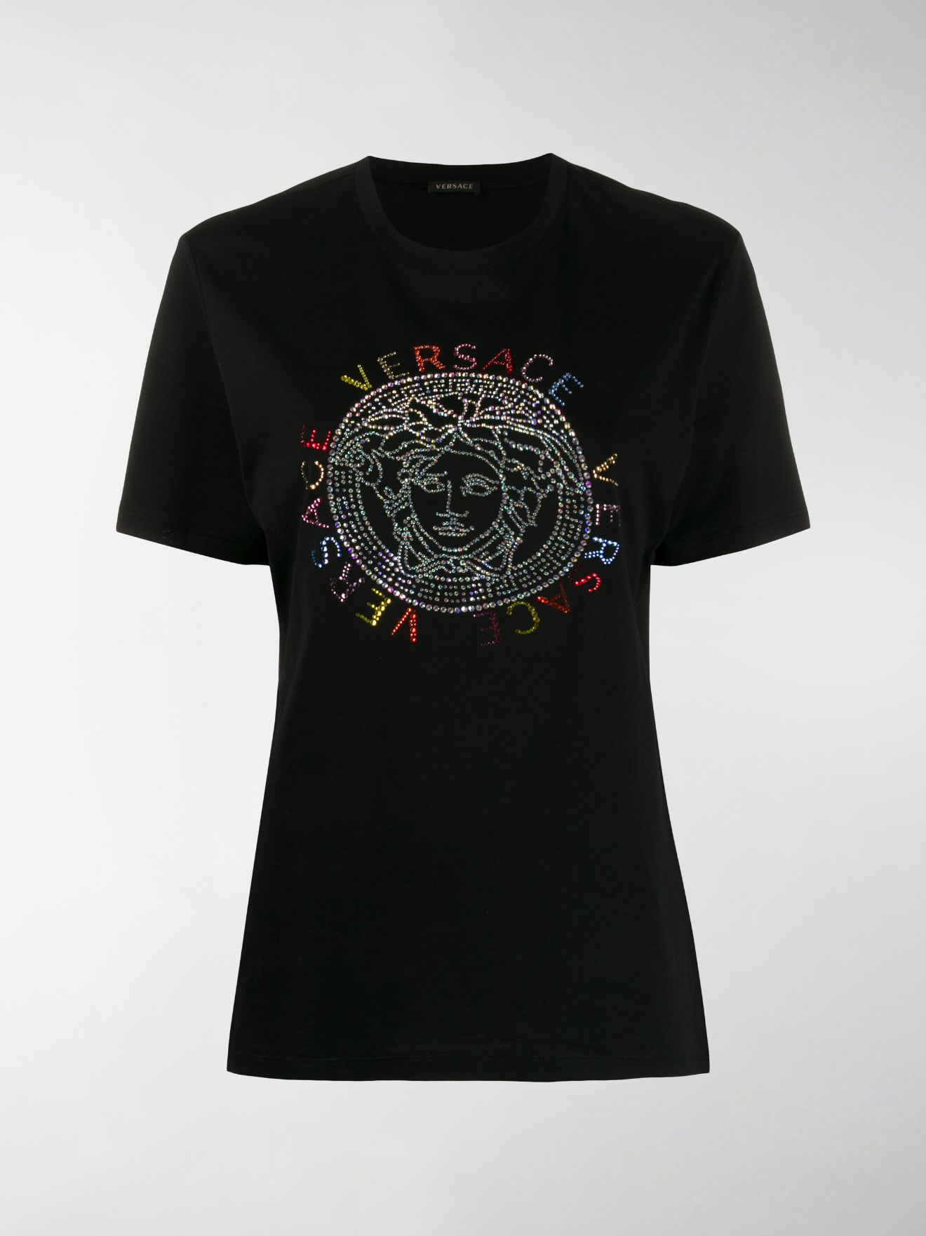 Versace crystal medusa logo T-shirt black | MODES