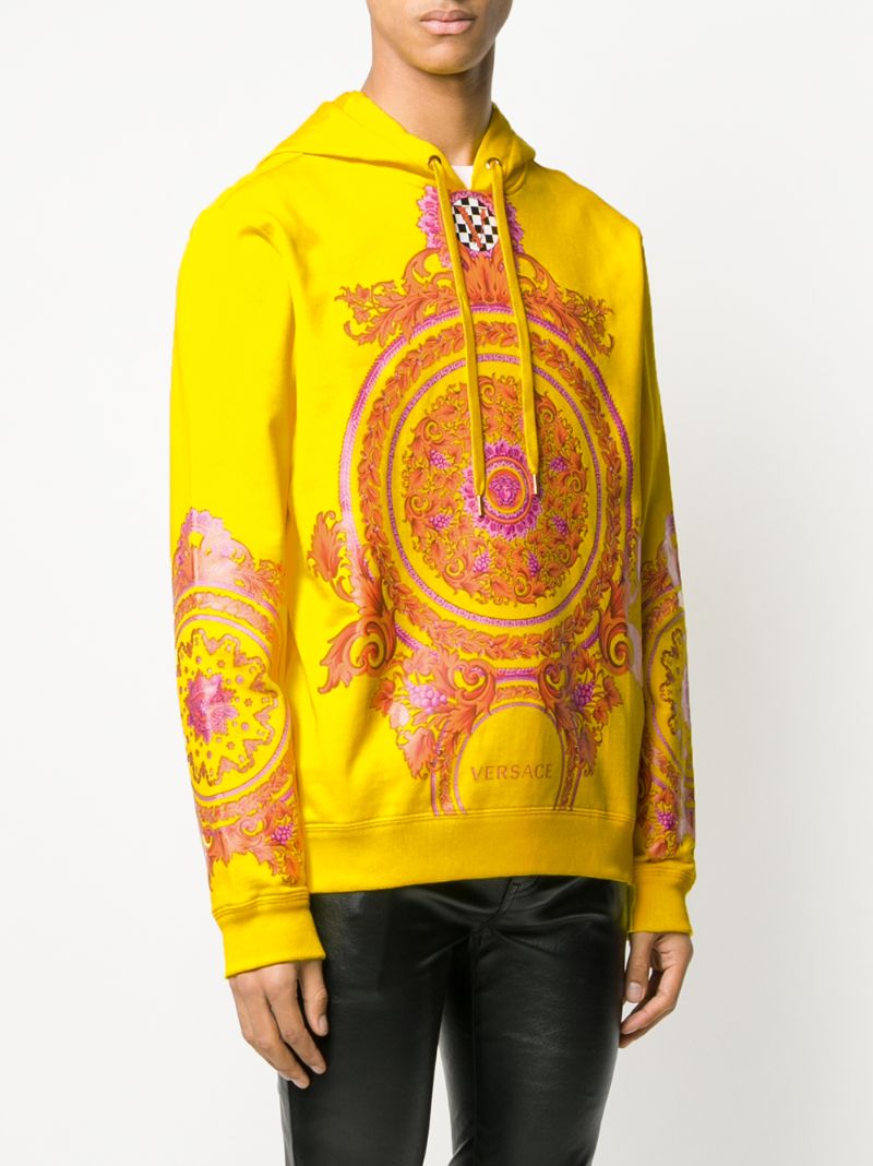 Shop Versace Le Pop Classique Print Hoodie In Yellow