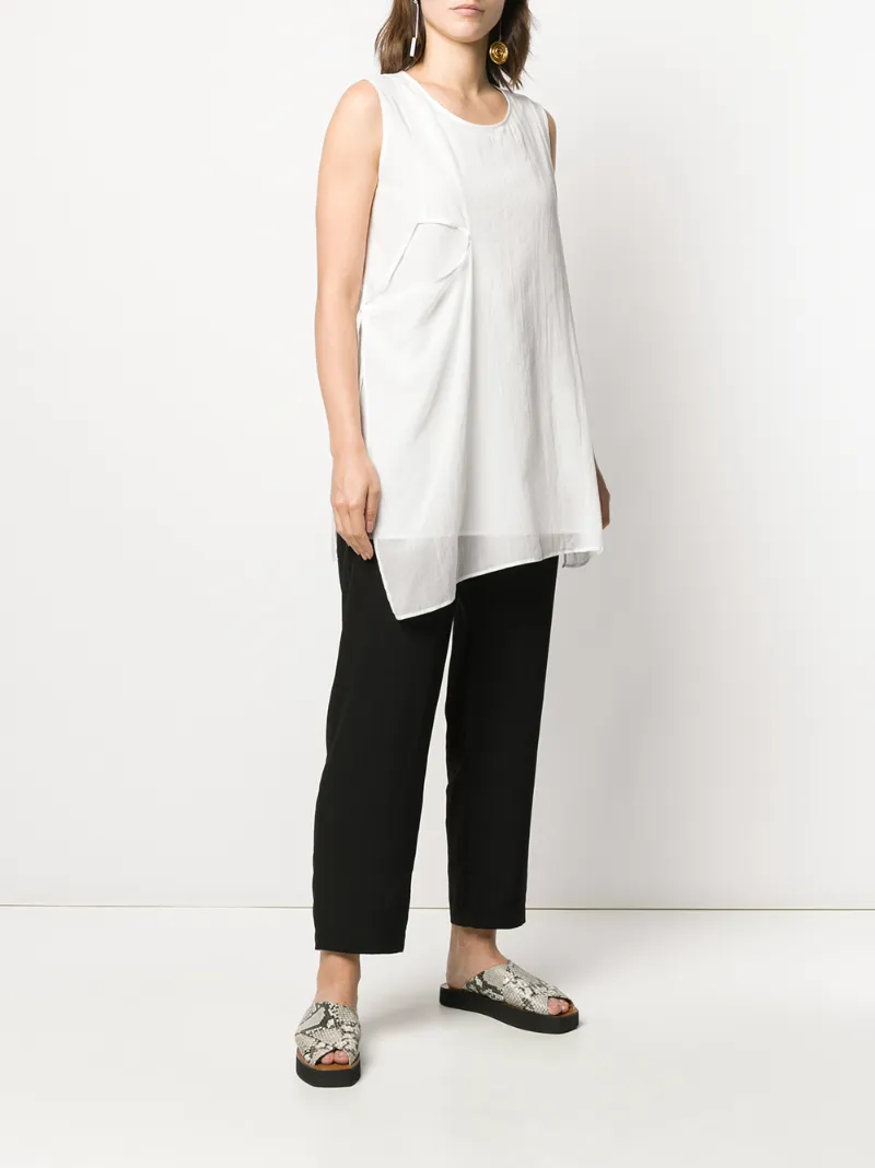 Y's Asymmetric Sleeveless Tunic In White