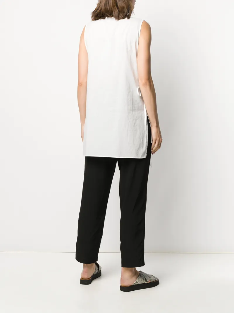 Y's Asymmetric Sleeveless Tunic In White