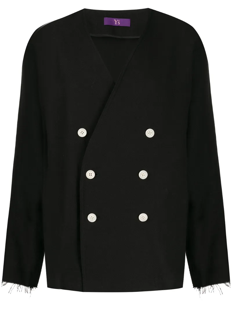 Y's Double-breasted Jacket In Black